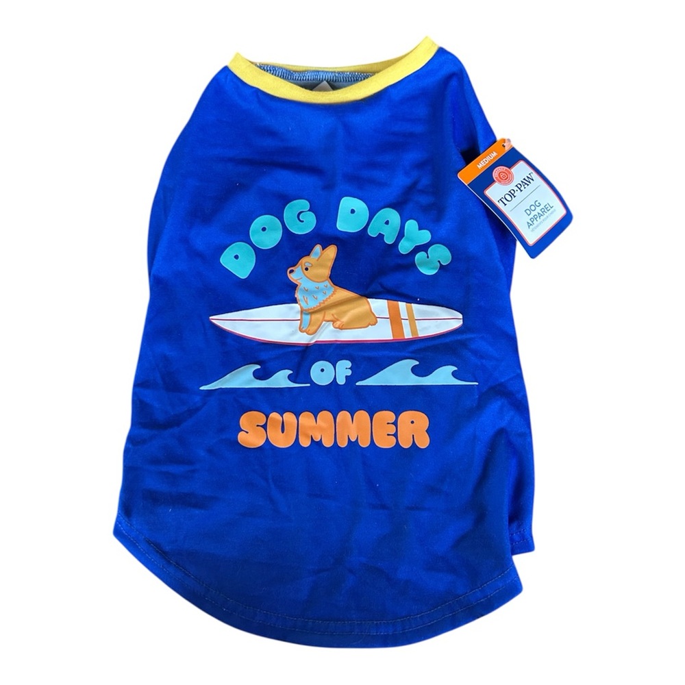 Top Paw Dog Days Summer corgi surfboard Dog Tee M